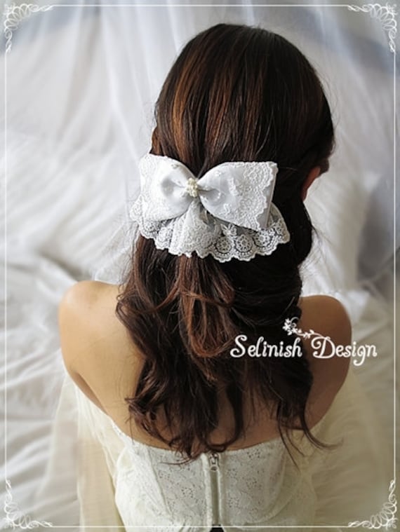 White Wedding Hair Bow