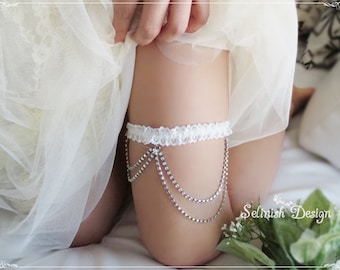 Rhinestone Garter, Wedding Garter, Keepsake Garter, Leg Chain, Chain Garter- G153chain