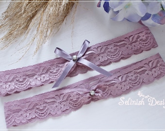 Lavender Wedding Garter, Purple Wedding Garter, Purple Wedding, Violet Garter, Lace Garter, Leg Garter Set, Lavender Wedding- G189violet