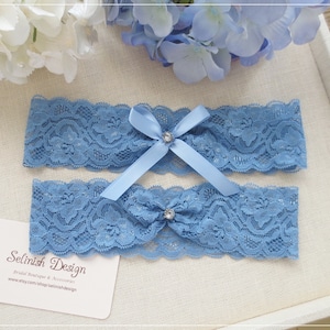 Blue Garter Set, Wedding Garters, Something Blue, Garter Set, Lace Garter, Blue Wedding, Bridal Garter -G2001bluebird