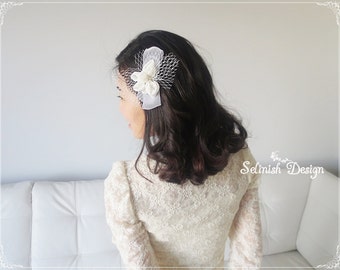 Bridal Flower Fascinator, Wedding Flower, Bridal Hair Flower, Wedding Hair Accessories- code: HP154small