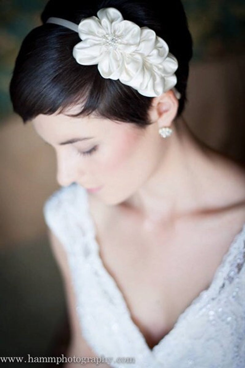 Bridal Headband, Ivory Wedding Hair Flower Headband, Bridal Accessories, Bridal Hair Piece, Bridal Flower Headband by Selinish image 1