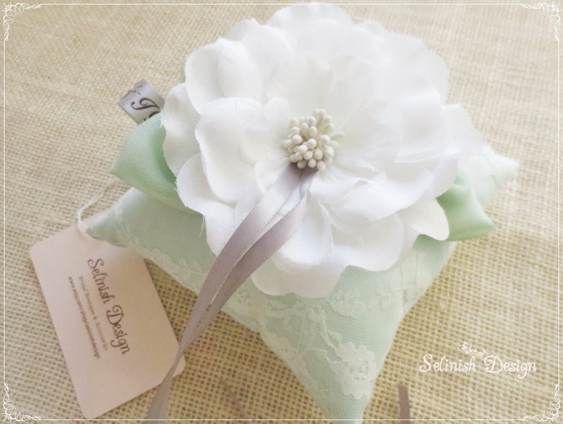 Mint Green Ring Bearer Pillow Personalized Flower Mint Etsy