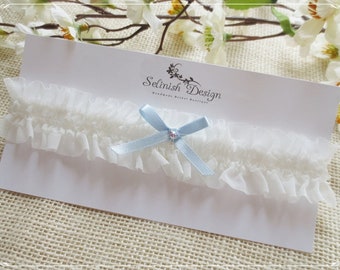 Wedding Garter, Simple Garter, Wedding Garters, Something Blue, Bow Garter, Bridal Garter, Blue Wedding, Ivory Garter-G184ruffle