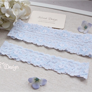 Pale Blue Wedding Garter Set Something Blue Bridal Garter Stretch Lace Keepsake & Toss Garters Bridal Shower Gift for Bride -G2504mix
