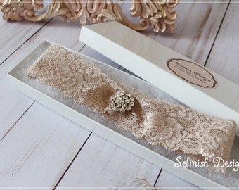 Vintage Wedding Garters Lace Bridal Garter  Wedding Garter, Beige Garter Lace Garter, Wedding Accessories Garter- G2110gold