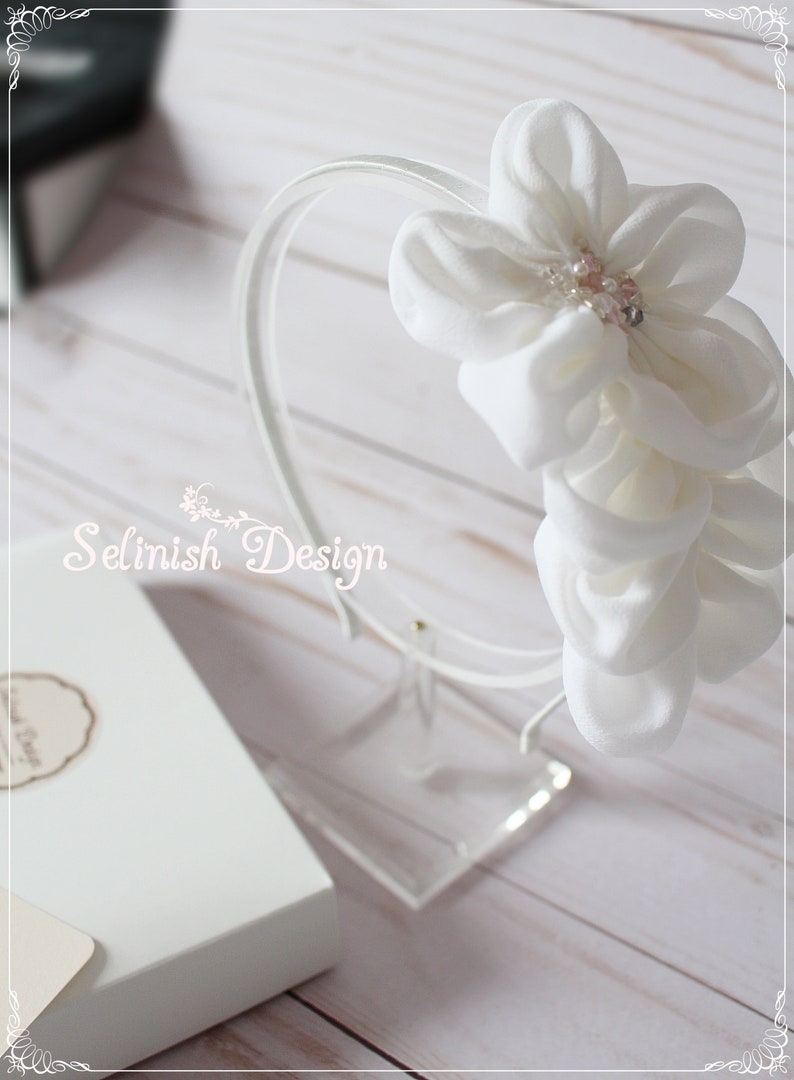 Bridal Headband, Ivory Wedding Hair Flower Headband, Bridal Accessories, Bridal Hair Piece, Bridal Flower Headband by Selinish image 7