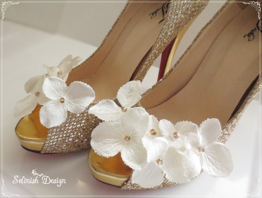 SelinishDesign Bridal Shoe Clip, Ivory Wedding Shoes, Flower Shoe Clip, Wedding Accessories, Ivory Wedding - code: SH153