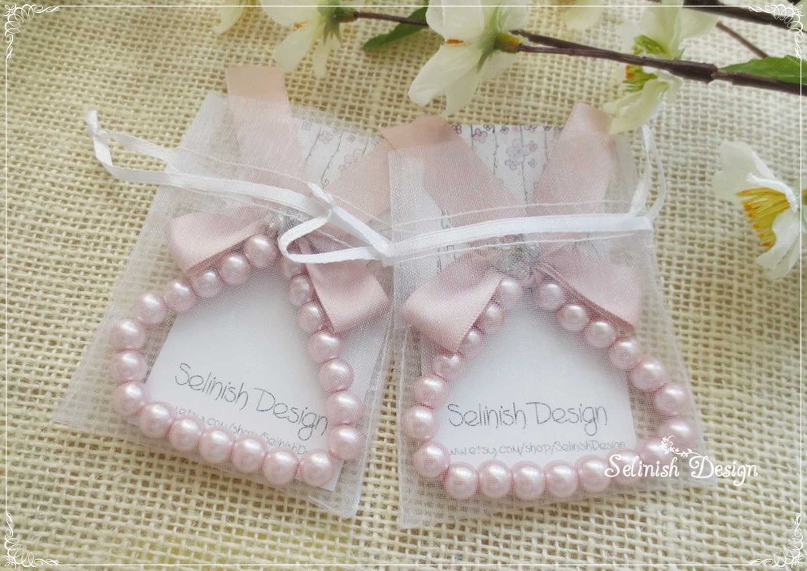 Blush Pink Bracelet Blush Bow Bracelets Flower Girl Gifts Etsy