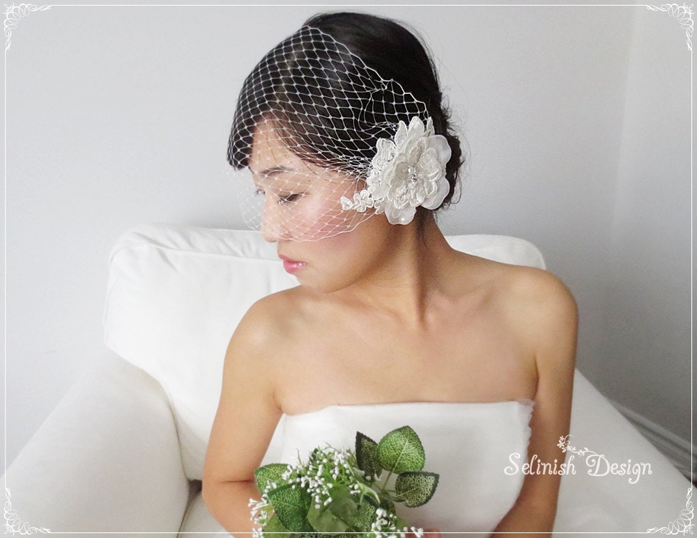 Ivory Birdcage Veil Bridal Birdcage Veil Ivory Veil Wedding Etsy