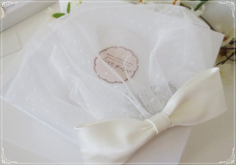 Short Mini Veil, Bridal Veil, lace veil, Bow Veil, Birdcage Veil with Bow, Bridal Birdcage Veil-V153dot image 3