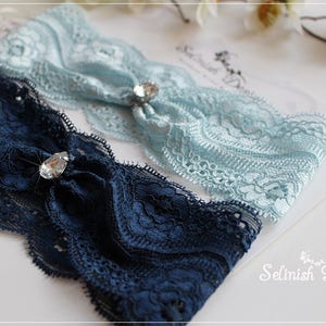 Blue Lace Garter, Something Blue Garter, Wedding Garter Set, Lace Garter,Bridal Garter, Blue Garter, Baby Blue Garter, Navy Garter-G173blues