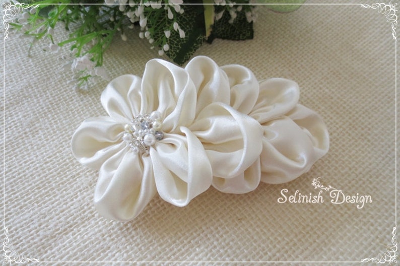Bridal Headband, Ivory Wedding Hair Flower Headband, Bridal Accessories, Bridal Hair Piece, Bridal Flower Headband by Selinish image 5