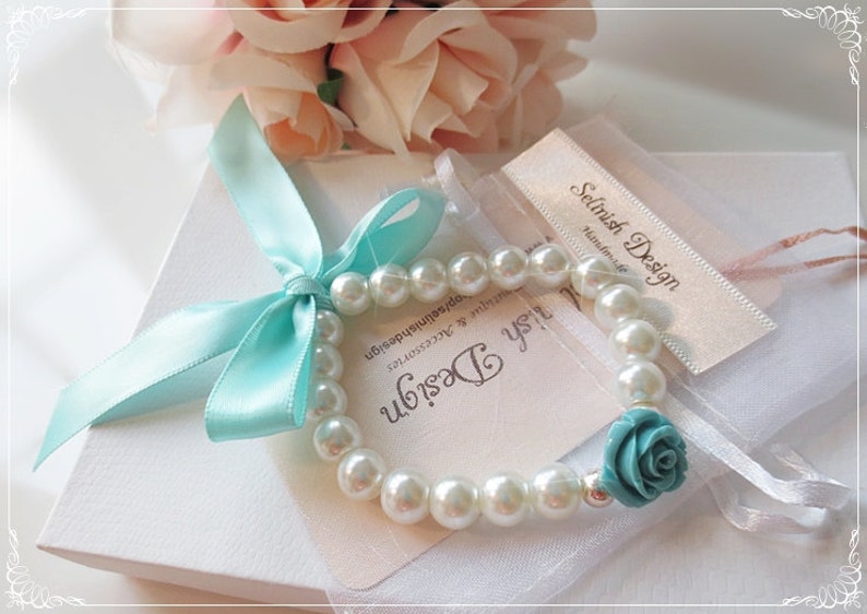 Mint Flower Girl Bracelets Mint Rose Bracelet Flowergirl Etsy