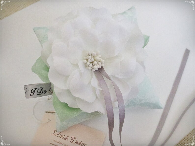 Mint Green Ring Bearer Pillow Personalized Flower Mint Etsy