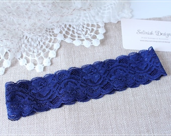 wedding garters for brides, Blue Wedding Garter, Navy Wedding Garter, Garters for Bride, Bridal shower, Plain Lace Garter - G2210plain