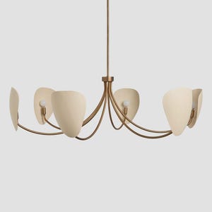 Lámpara de araña Brevin de latón de estilo moderno de mediados de siglo, lámpara colgante Stilnovo de 6 luces, lámpara de techo vintage italiana, iluminación de diseño escultural en latón.
