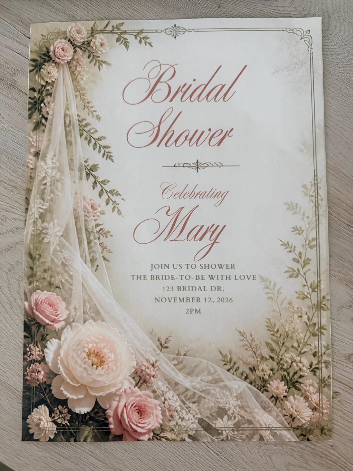 Editable Bridal Shower Invitation: 5x7 Digital Download, Flowers and ...