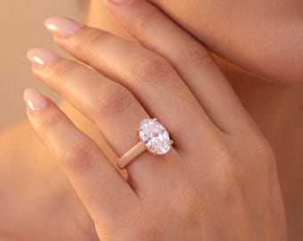 Oval CZ Silicone Engagement Ring, Flexible Thin Band for Gym, Work, Travel and Pregnancy