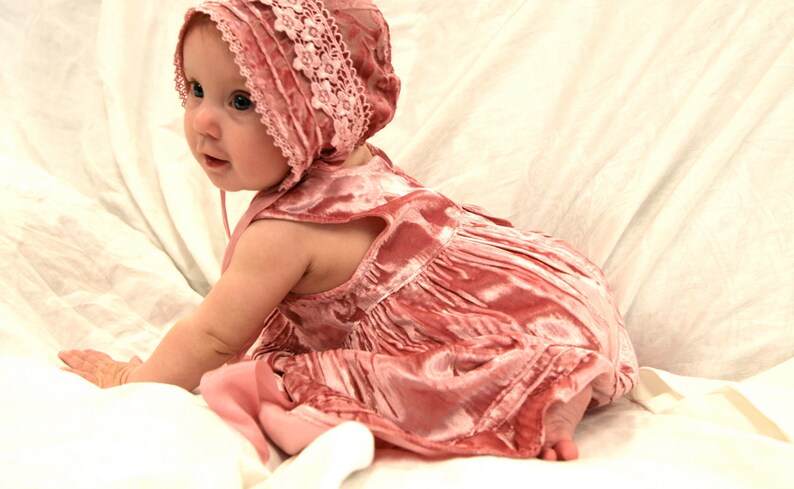 baby dress and bonnet set