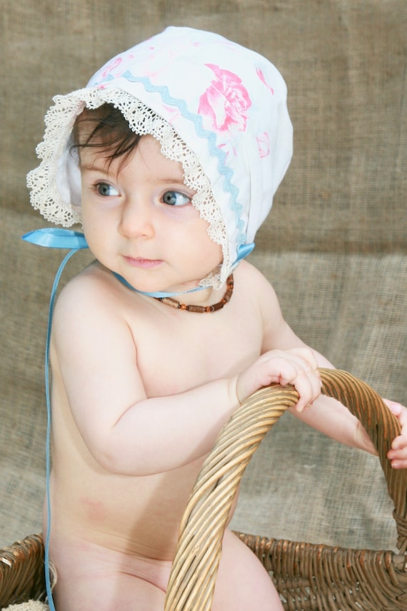 Infant Baby Girls Rose Bonnet Princess Satin Ruffled Sun Hat Beanie Cap Ivory