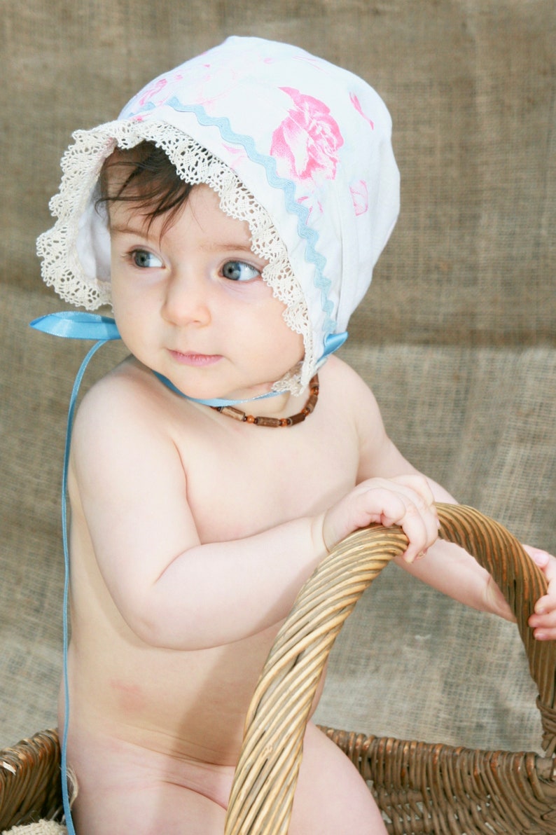 Vintage Rose Linen Baby Infant Hat Easter Etsy