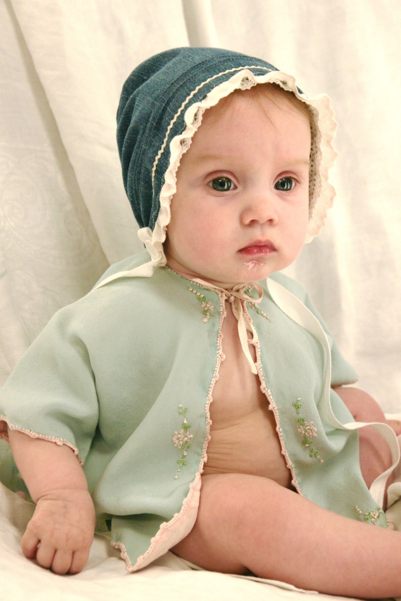 Denim and Eyelet Baby Baby Girl Hat Blue Toddler Etsy