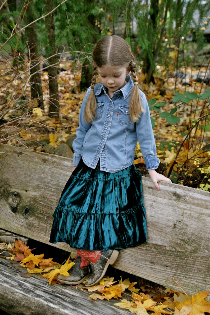 Little Girls Velvet skirt girl's Tiered skirt girls Etsy