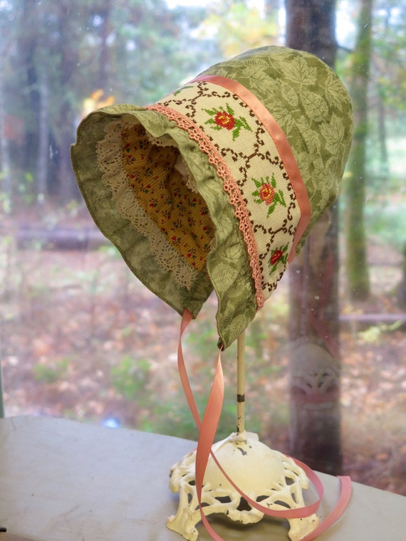 Damask Baby Hat 6-12 Months, Pink Hat/Pink Flower Damask Baby Hat 6-12 Months, Pink Hat/Pink Flower