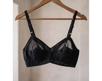 Peter Pan 36B Black Solid Bra Wireless Everyday Underwire Bralette Vintage