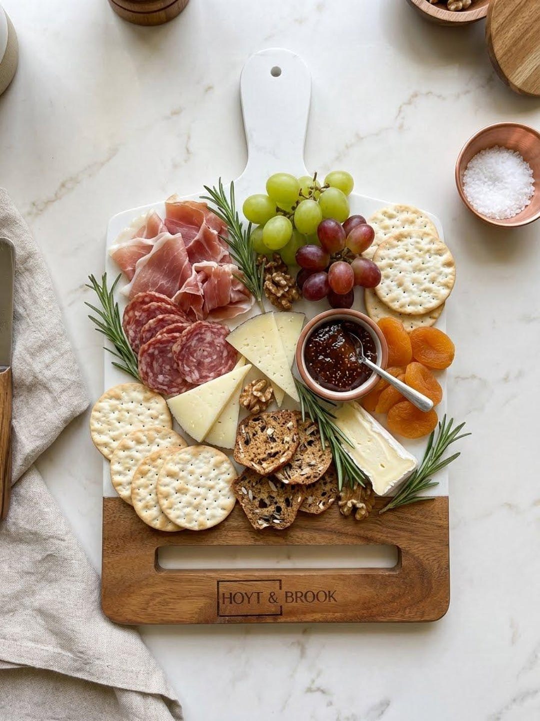 Natural Stone and Acacia Wood Cookbook Holder Stand, Multi-functional ...