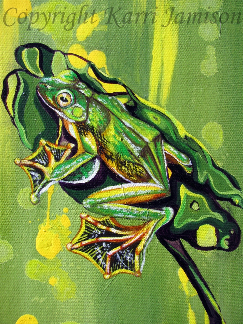 Frog Print Green Frog Print Paper Print Tropical Wall Art | Etsy