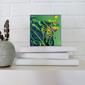 Karri Jamison, Green Frog #2, MINI CANVAS PRINT 4x4 inches