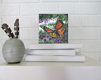 Karri Jamison MINI CANVAS PRINT, Title: Monarch Butterfly #2, Giclee Print on Canvas 4x4 inches