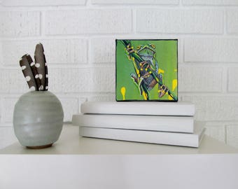 Karri Jamison, Green Frog #1, MINI Canvas PRINT 4x4 inches