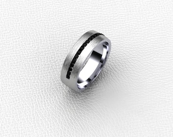 14K white gold black Diamond band