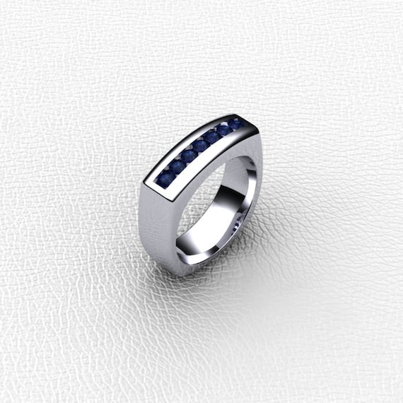 Mens white shop gold sapphire ring
