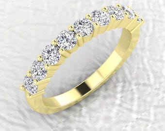 2.8mm shared prong set 9 stone stackable wedding/anniversary/engagement half eternity diamond band