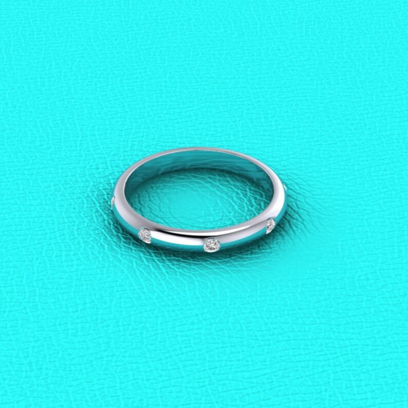 14K White Gold Flush Set Diamond Band Etsy