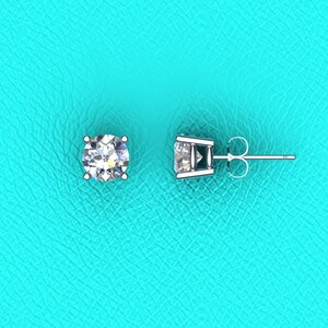 14K white gold 1.00ct total weight diamond stud earring