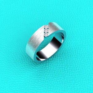 14K white gold 6mm channel set mens band