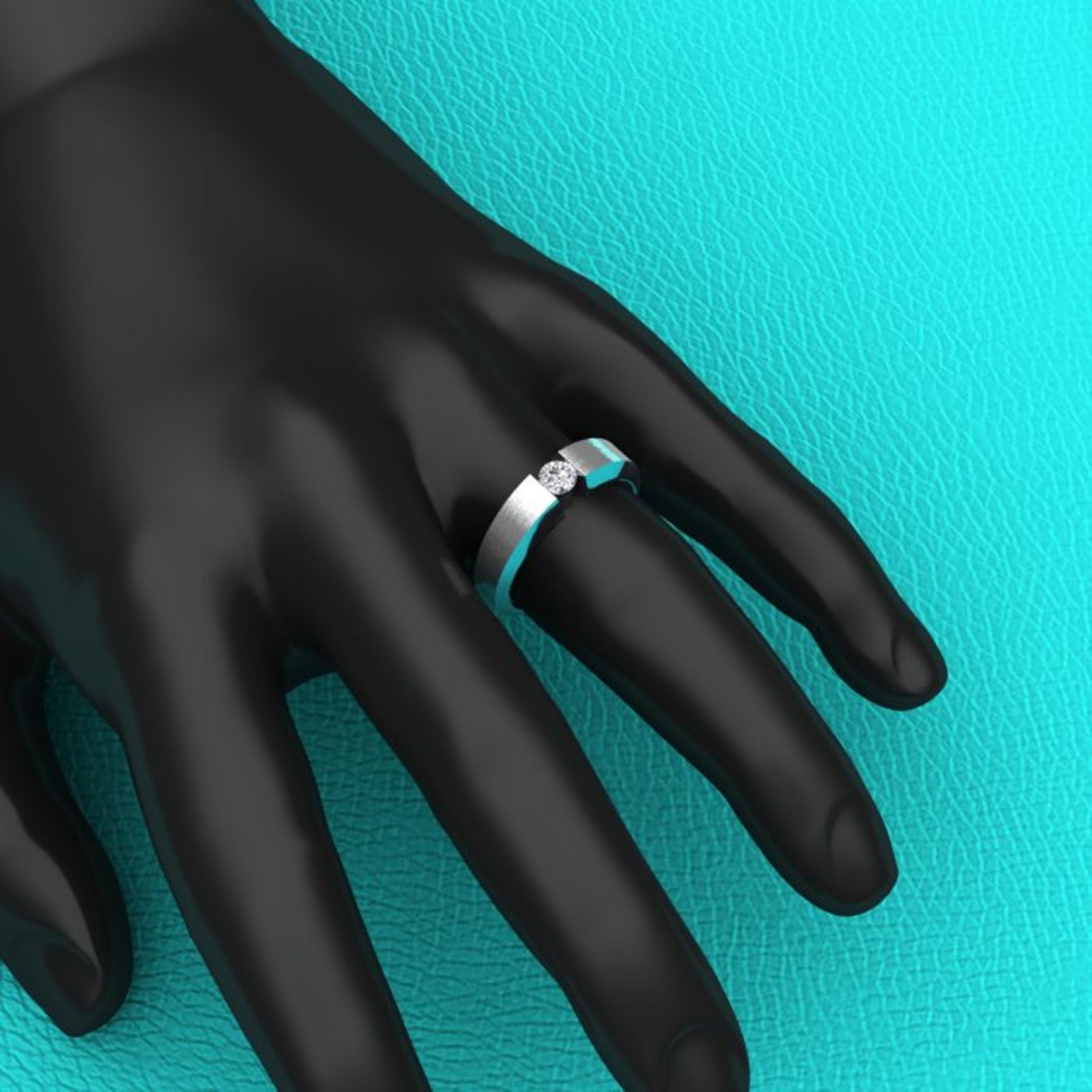 14K White Gold Men's Diamond Ring Etsy