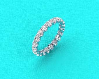 Platinum 2.25ct  "U" shaped prongs eternity band