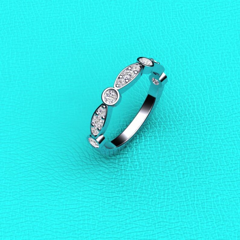 14K white gold Diamond band image 1