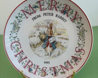 Peter Rabbit Plate: Merry Christmas Wedgwood England 1993