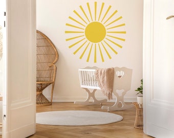 GOLDEN SUNSHINE Boho Nursery Stencil: Large Sun Wall Decor