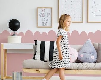 HANDGEZEICHNETE Jakobsmuschel Rand Schablone, Kinderzimmer Wand Schablone, Paint Scalloped rand, wiederverwendbare Schablone