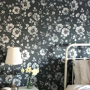 Pochoir mural floral vintage - Motif réutilisable pour peindre les murs