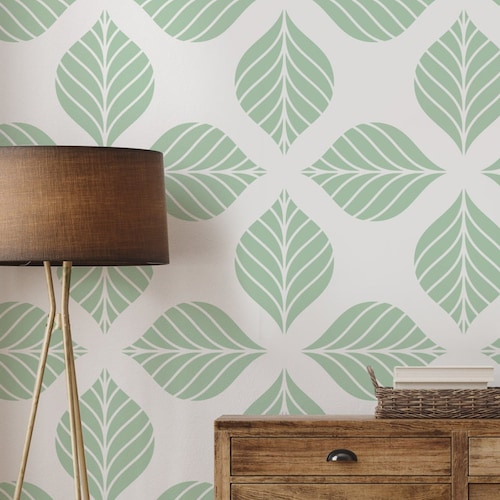Radiant Leaf Pattern STENCIL Large Wall Painting Stencil Etsy