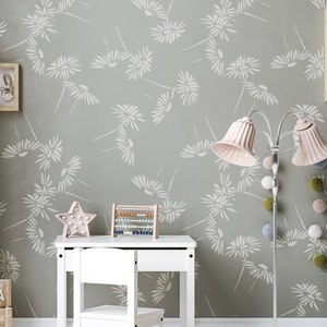 Falling Daisy Flower Pattern STENCIL,  Nursery Floral Wall Painting Stencil, Botanical, Nature Woodland theme, Large Wall Stencil,